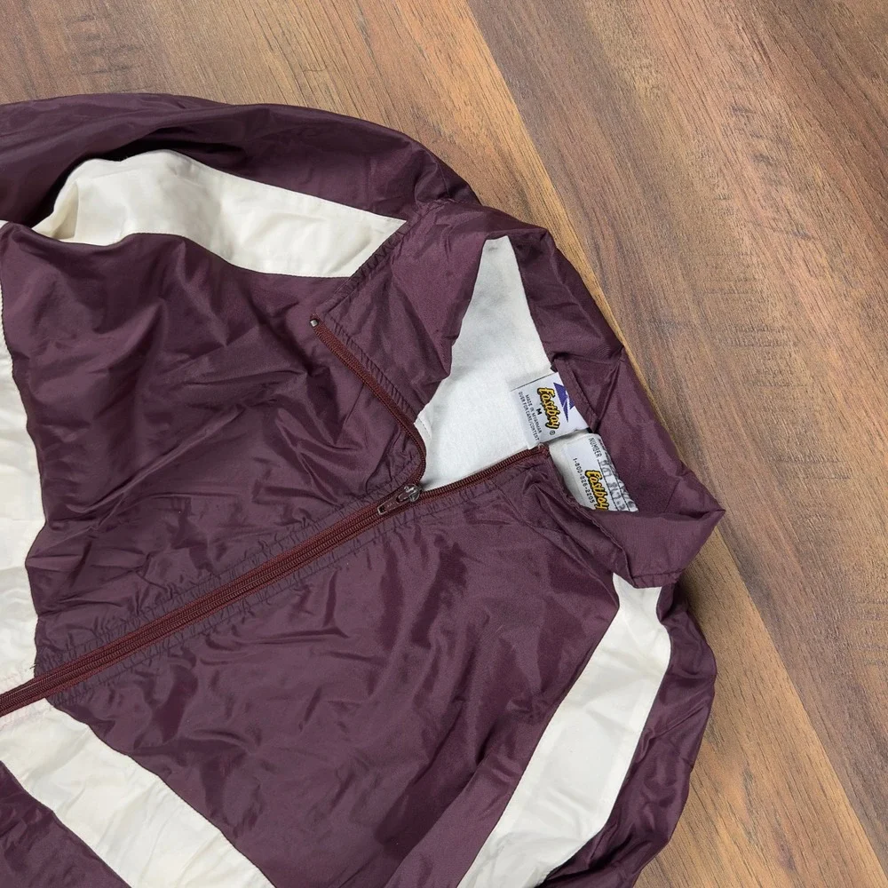 Eastbay Vintage 90s Colorblock Windbreaker Jacket Maroon Yellow White Men Medium